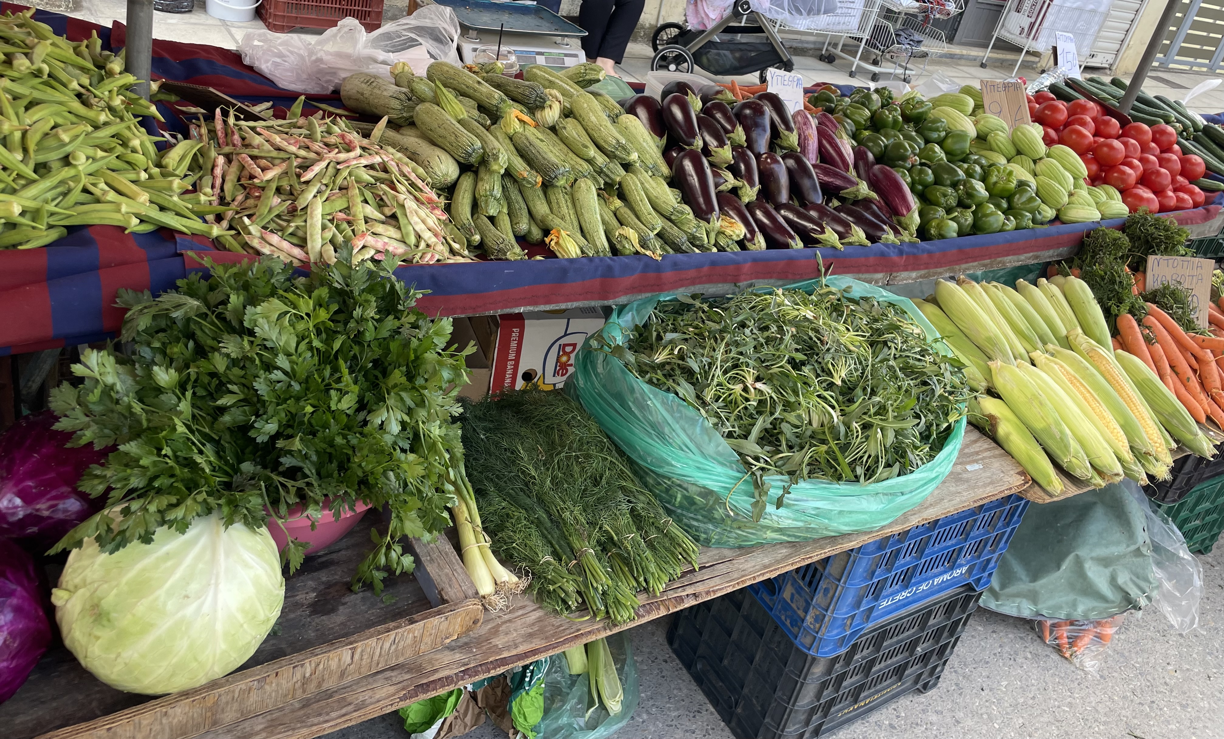 Kräuter, Wildgemüse (Chorta) und allerlei frisches Gemüse - alles rund um Mires angebaut und geerntet